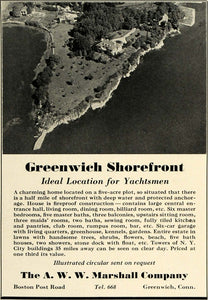 1936 Ad AWW Marshall Greenwich Shorefront Realty Home - ORIGINAL SPM1