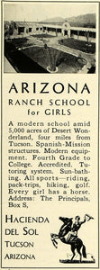 1930 Ad Arizona Ranch Girls School Tucson Horse Riding - ORIGINAL SPM1