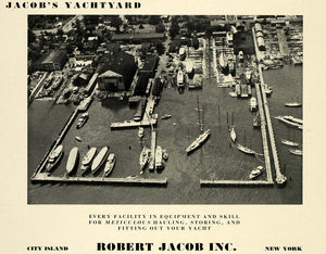 1936 Ad Robert Jacob Yachtyard City Island Boat Storage - ORIGINAL SPM1
