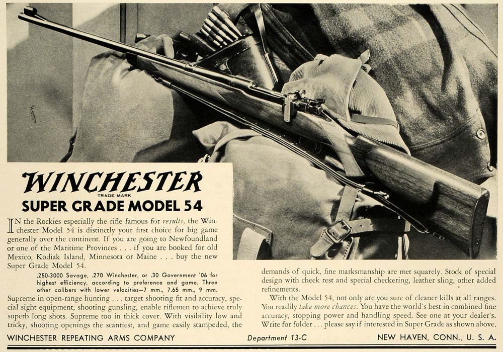 1934 Ad Winchester Arms Super Model 54 Hunting Rifle - ORIGINAL ADVERTISING SPM1