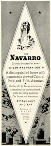 1937 Ad Narravo Hotel New York Restaurant Bar Rooms - ORIGINAL ADVERTISING SPM1