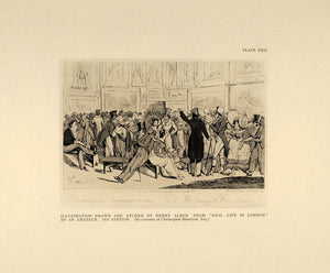 1924 Somerset House England 1821 Henry Alken Print - ORIGINAL HISTORIC SPT1