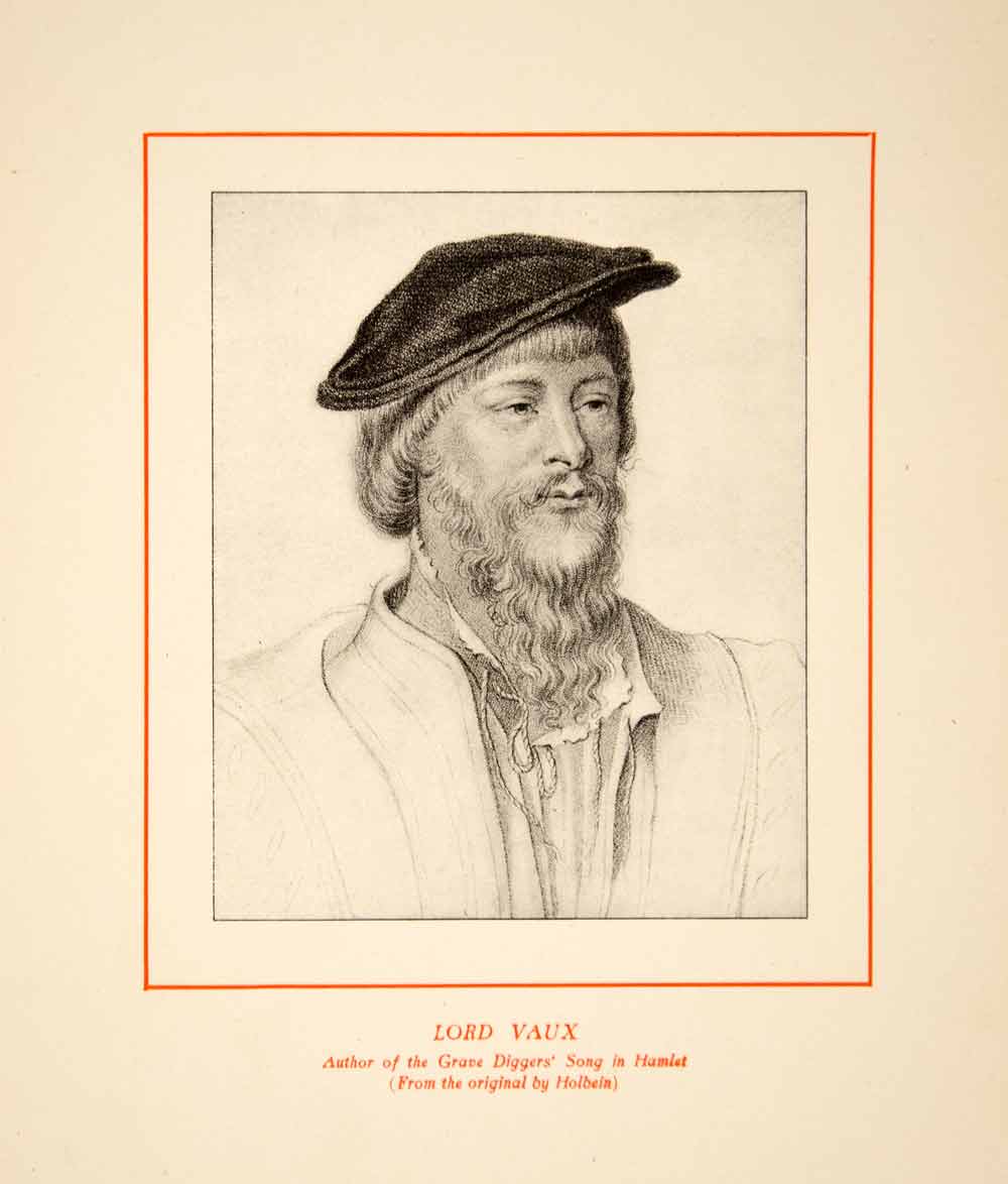1900 Lithograph Hans Holbein Younger Art Thomas Vaux Portrait English Poet SRP1