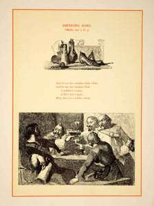 1900 Lithograph Art Drinking Song Othello William Shakespeare Play Theater SRP1