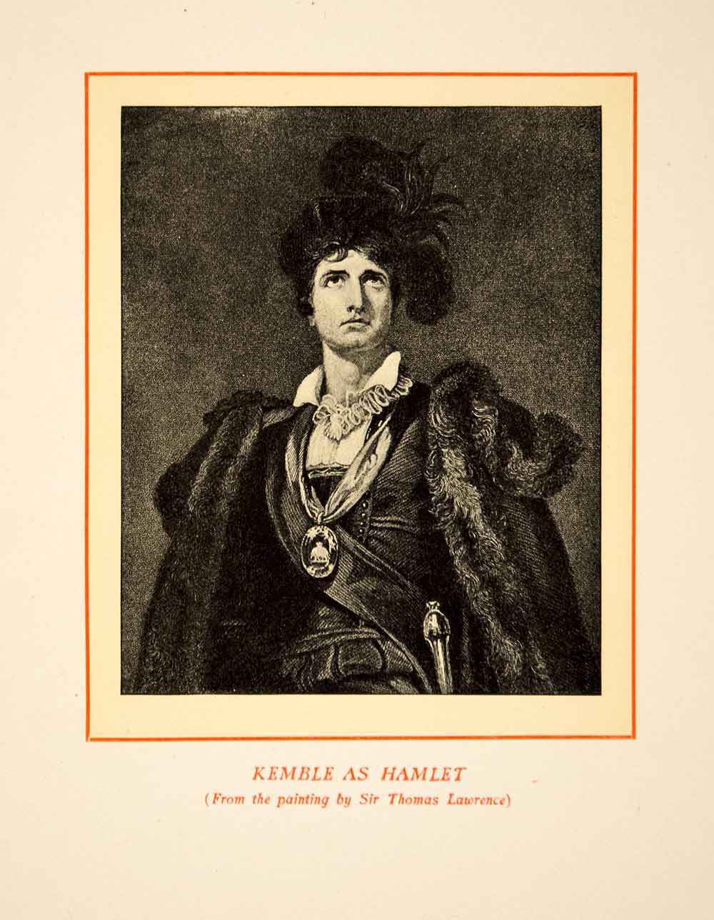 1900 Lithograph Sir Thomas Lawrence Art John Philip Kemble Portrait Hamlet SRP1