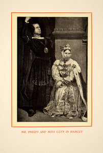 1900 Lithograph Art Samuel Phelps Isabella Glyn Hamlet Shakespeare Theater SRP1
