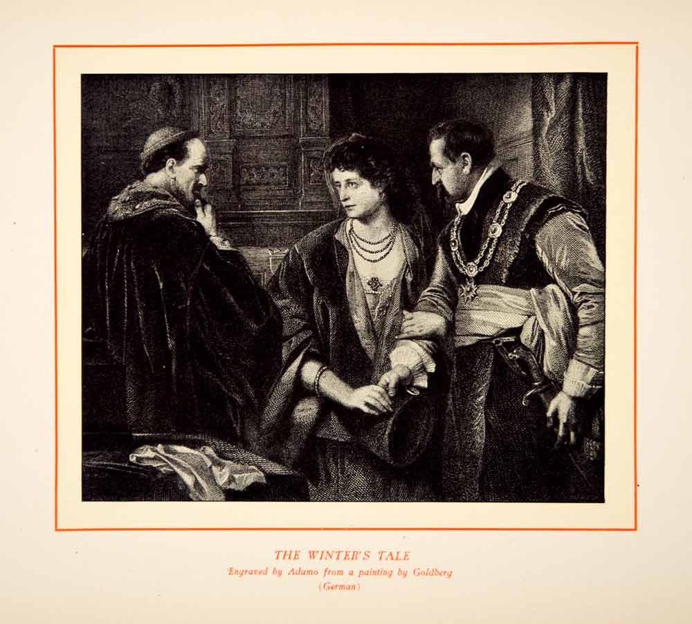 1900 Lithograph Goldberg Art Winters Tale William Shakespeare Theater Stage SRP1