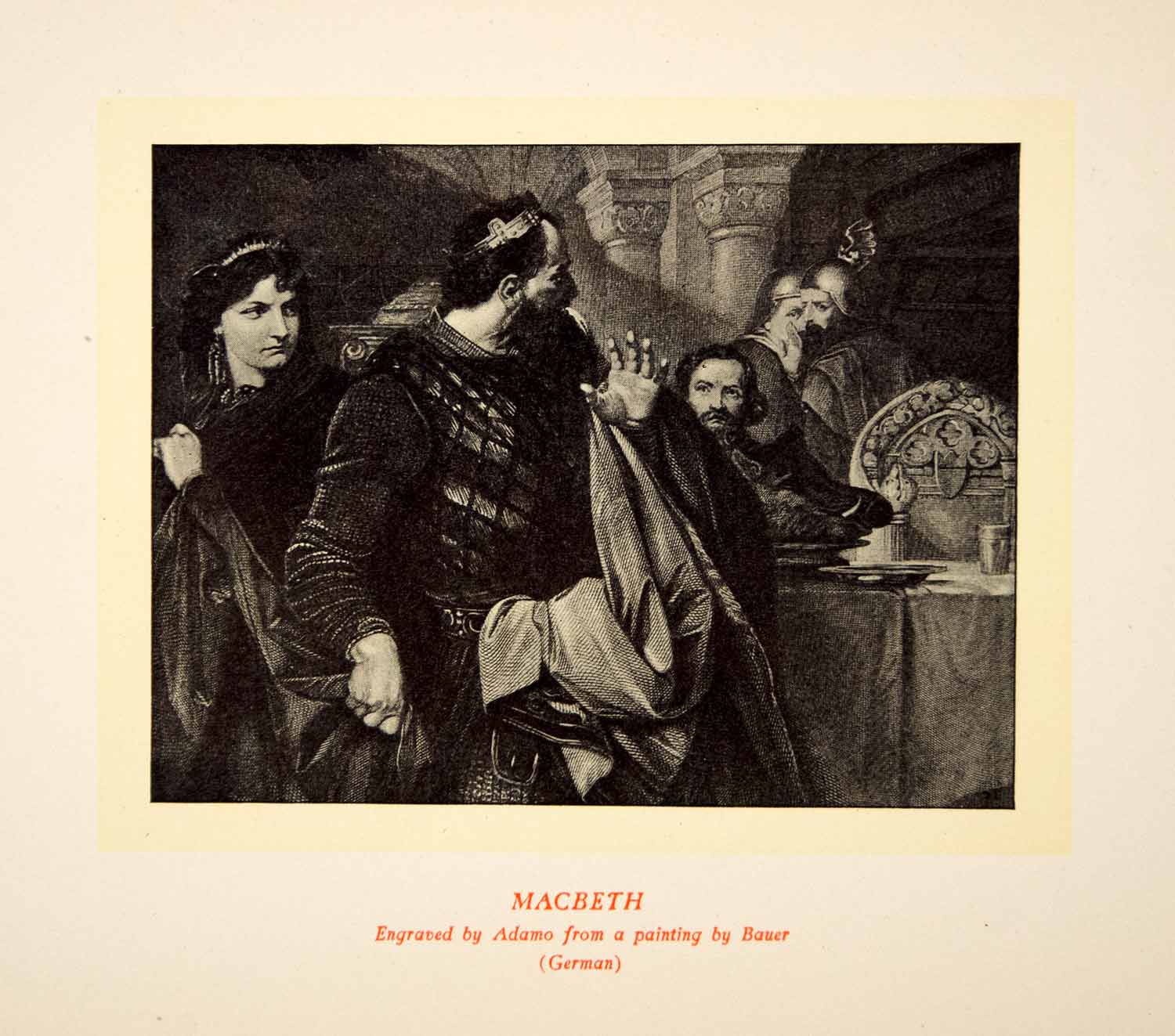 1900 Lithograph Marius Bauer Art Macbeth Shakespeare Theater Stage Royalty SRP1
