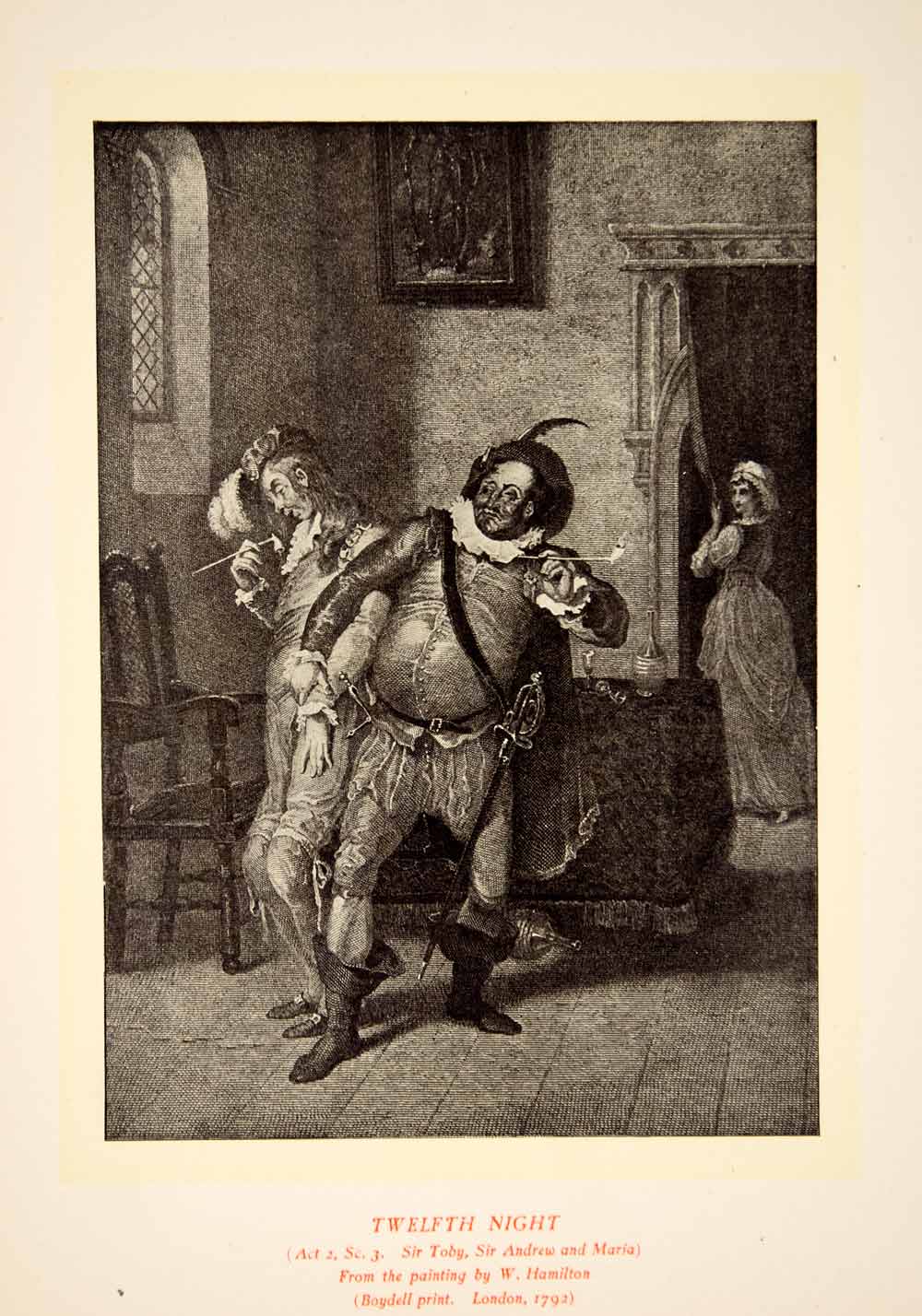 1900 Lithograph William Hamilton Art Twelfth Night Shakespeare Theater Play SRP1