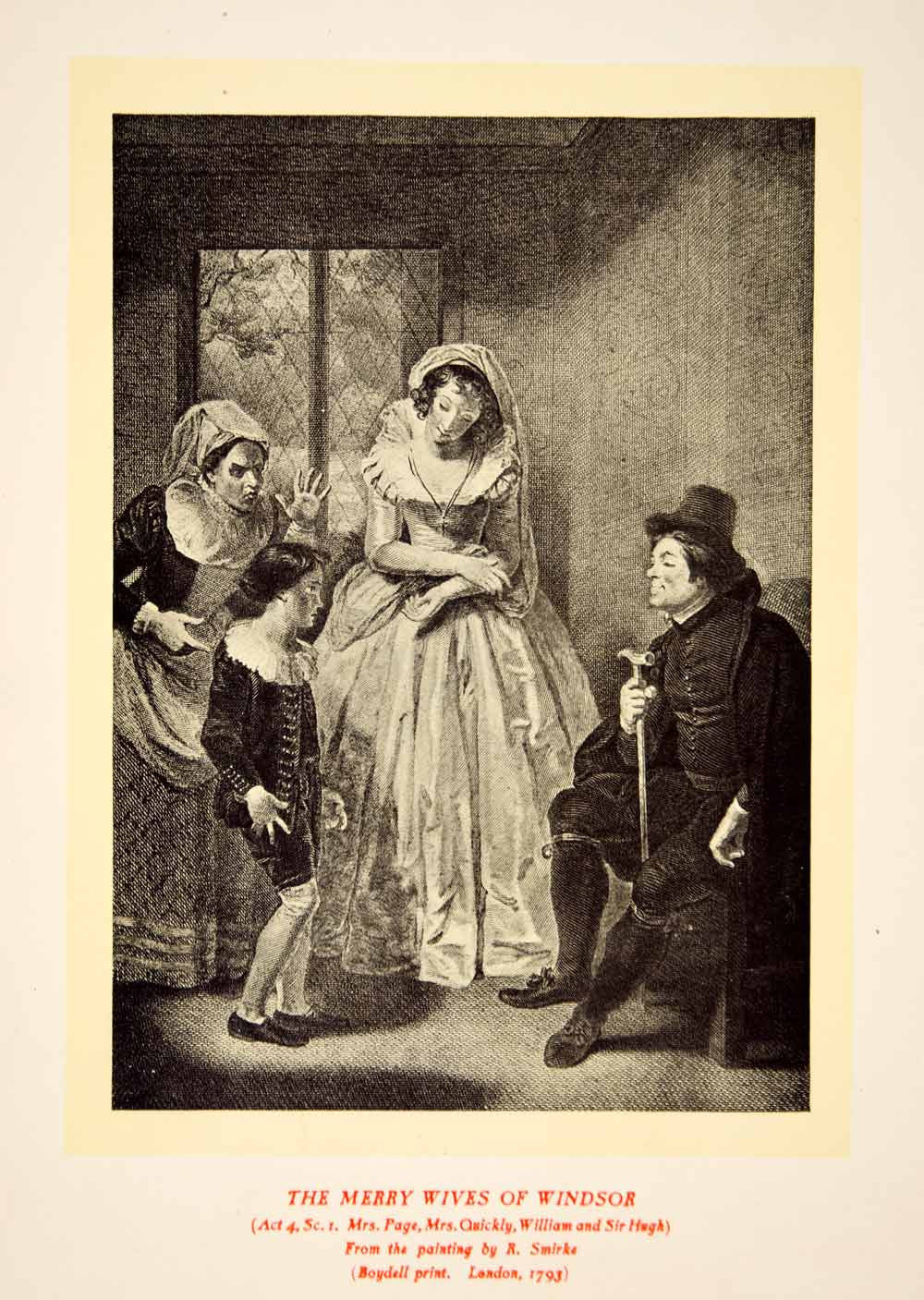 1900 Lithograph Robert Smirke Art Merry Wives Windsor Shakespeare Theater SRP1