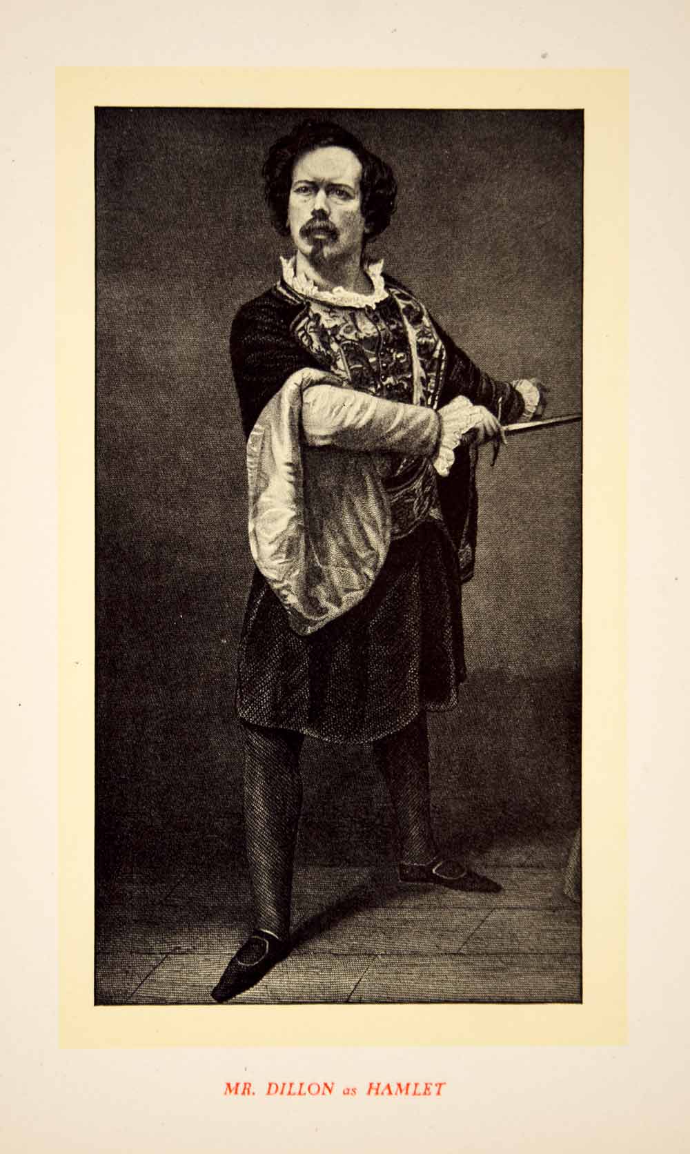 1900 Lithograph Art Charles J Dillon Actor Portrait Hamlet Shakespeare Play SRP1