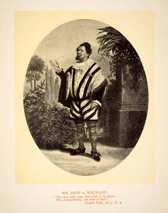 1900 Lithograph Charles Bass Portrait Malvolio Twelfth Night Shakespeare SRP1