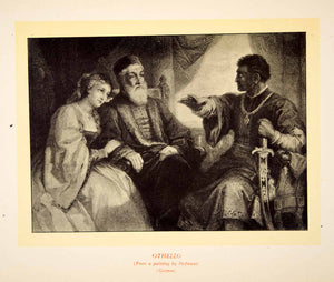 1900 Lithograph Heinrich Hofmann Art Othello Shakespeare Theater Stage Play SRP1