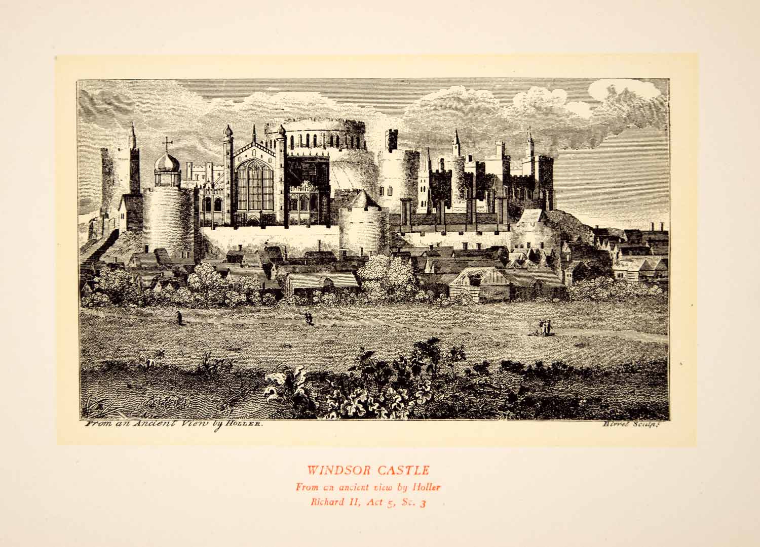 1900 Lithograph Wenceslaus Holler Art Windsor Castle Berkshire England UK SRP1