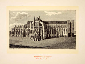 1900 Lithograph Wenceslaus Hollar Art Westminster Abbey London Architecture SRP1