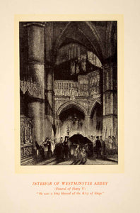 1900 Lithograph Art Westminster Abbey London England Gothic Architecture UK SRP1