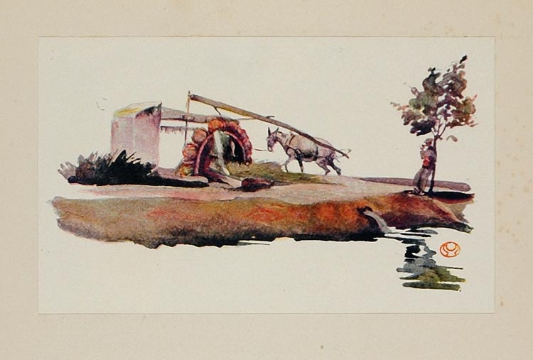 1911 Print Water Wheel Horse Spain Edward Penfield - ORIGINAL SS1