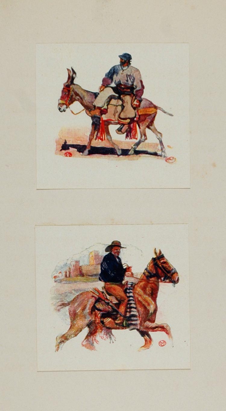 1911 Print Donkey Horse Riders Spain Edward Penfield - ORIGINAL SS1
