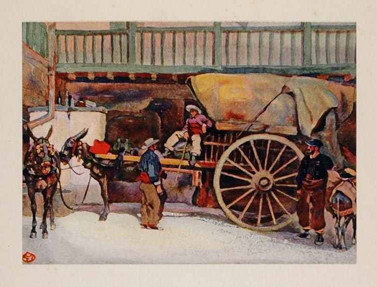 1911 Print Patio Posada Wagon Spain Edward Penfield - ORIGINAL SS1