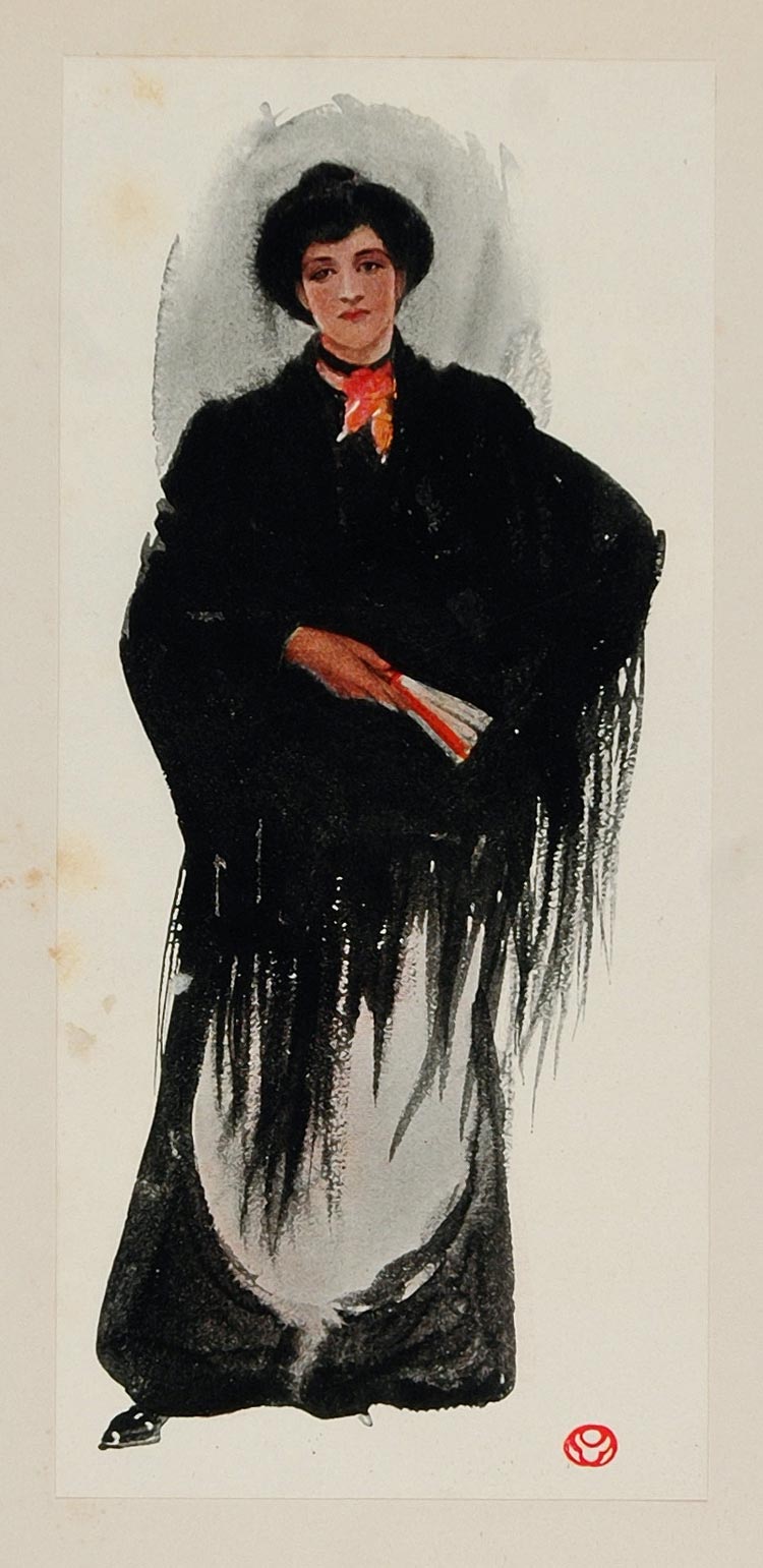 1911 Print Spanish Woman Norveta Spain Edward Penfield - ORIGINAL SS1