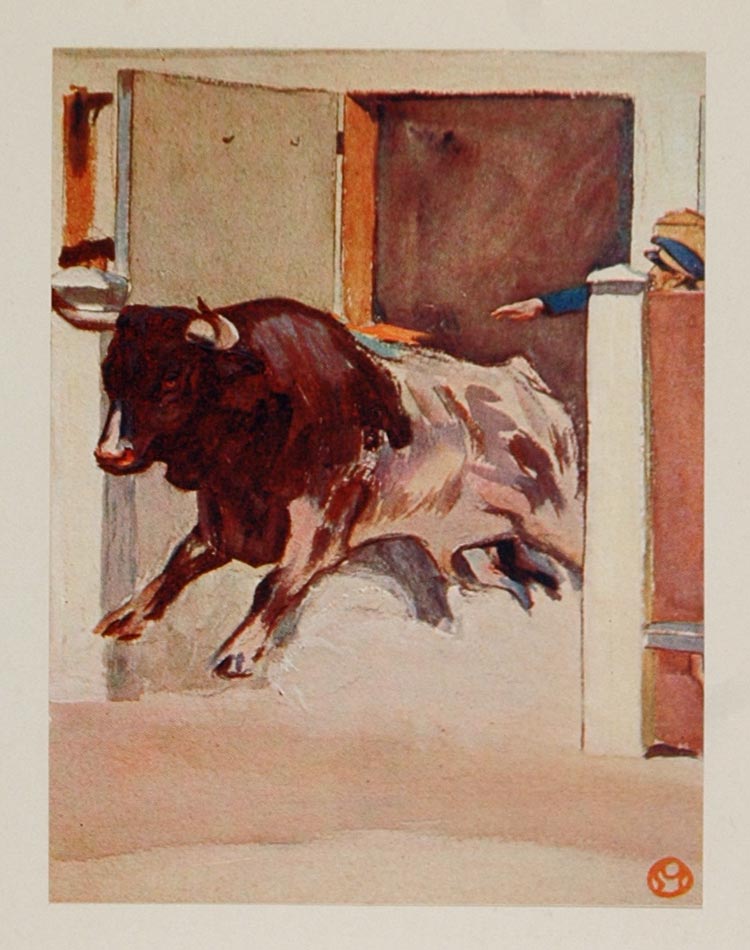 1911 Print Bullfight Bull Arena Corrida Edward Penfield - ORIGINAL SS1