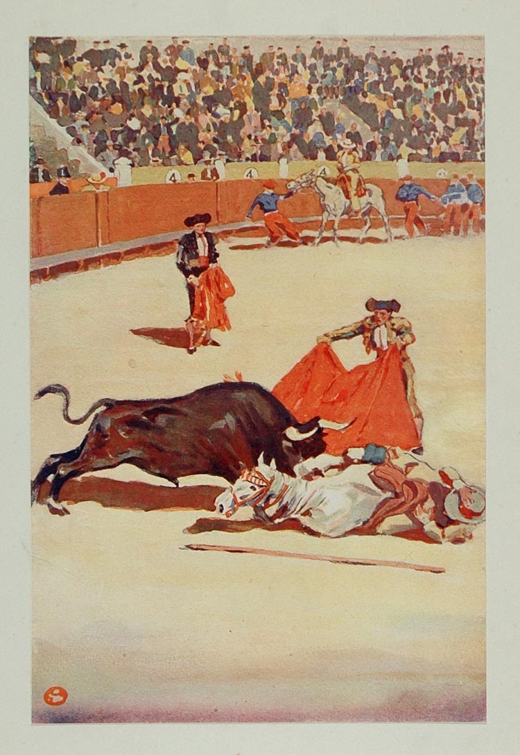 1911 Print Bullfight Matador Picador Edward Penfield - ORIGINAL SS1