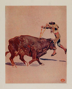 1911 Print Bullfight Banderillas Bull Edward Penfield - ORIGINAL SS1