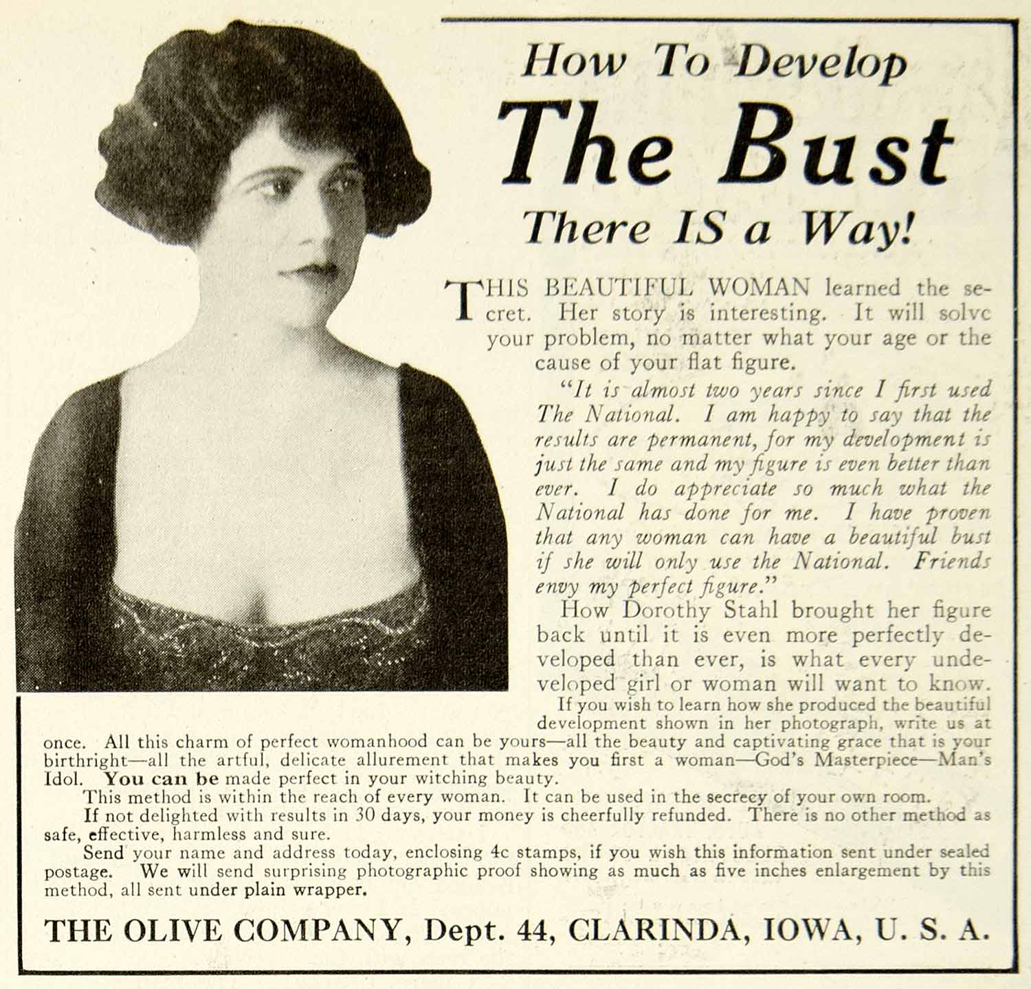 1926 Ad Portrait Woman Figure Health Beauty National Olive Company Dorothy SSM1
