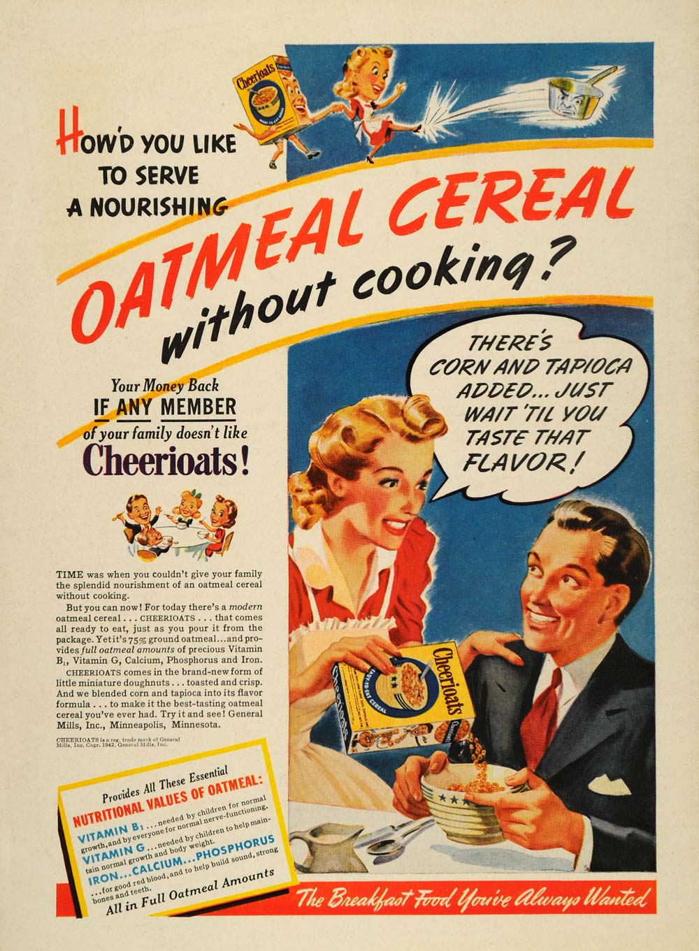 1942 Ad Cheeriots Cereal General Mills Breakfast Wife - ORIGINAL ADVERTISING ST1