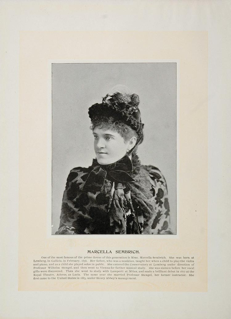 1894 Opera Marcella Sembrich Myron W. Whitney Oratorio - ORIGINAL STAGE2