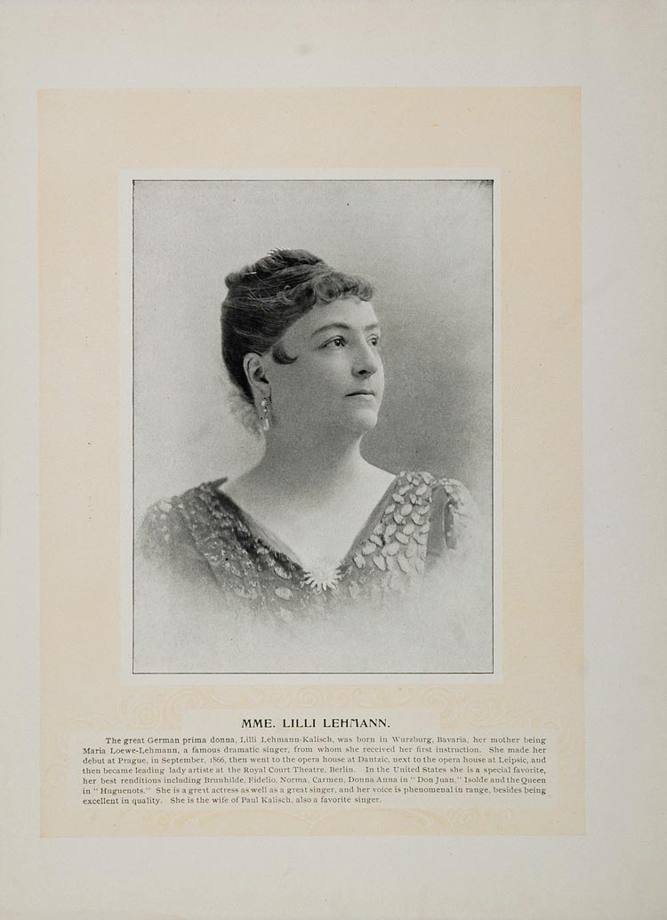 1894 Opera Lilli Lehmann Kalisch Mario Ancona Baritone - ORIGINAL STAGE2