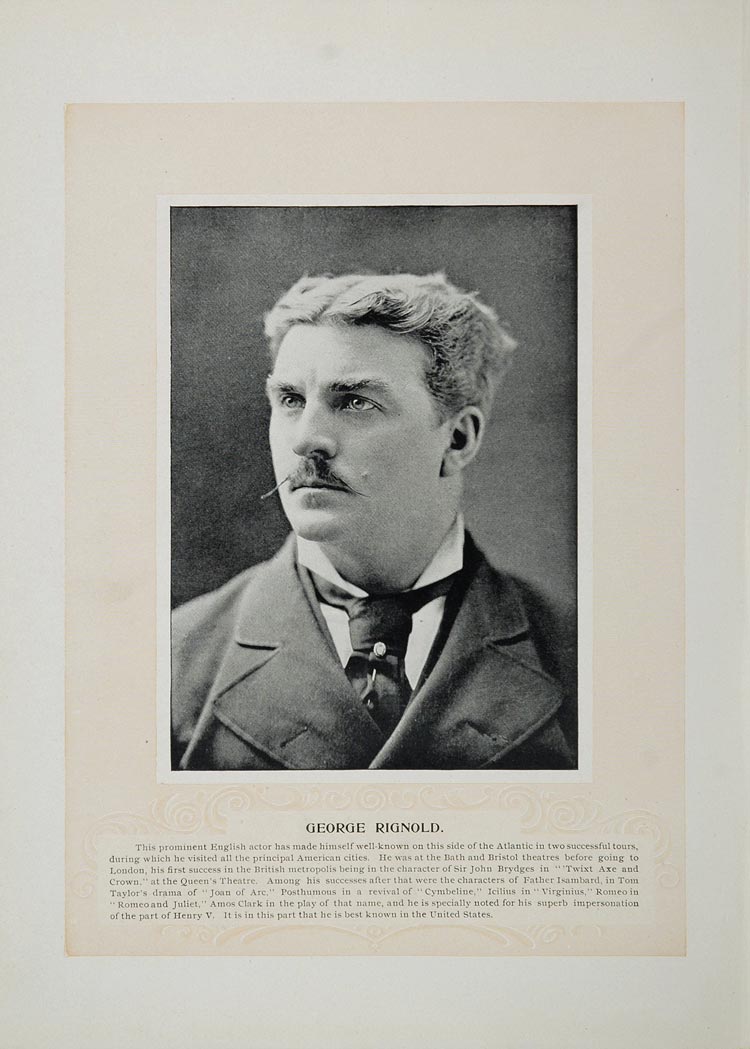 George Anthony Riggall 1894 Opera Jeannie Winston Theater Actor George Rignold - ORIGINAL STA ...