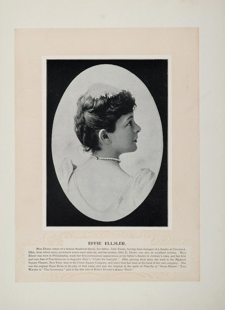 1894 Theater Actors Effie Ellsler Joseph Hart Hallen - ORIGINAL STAGE2