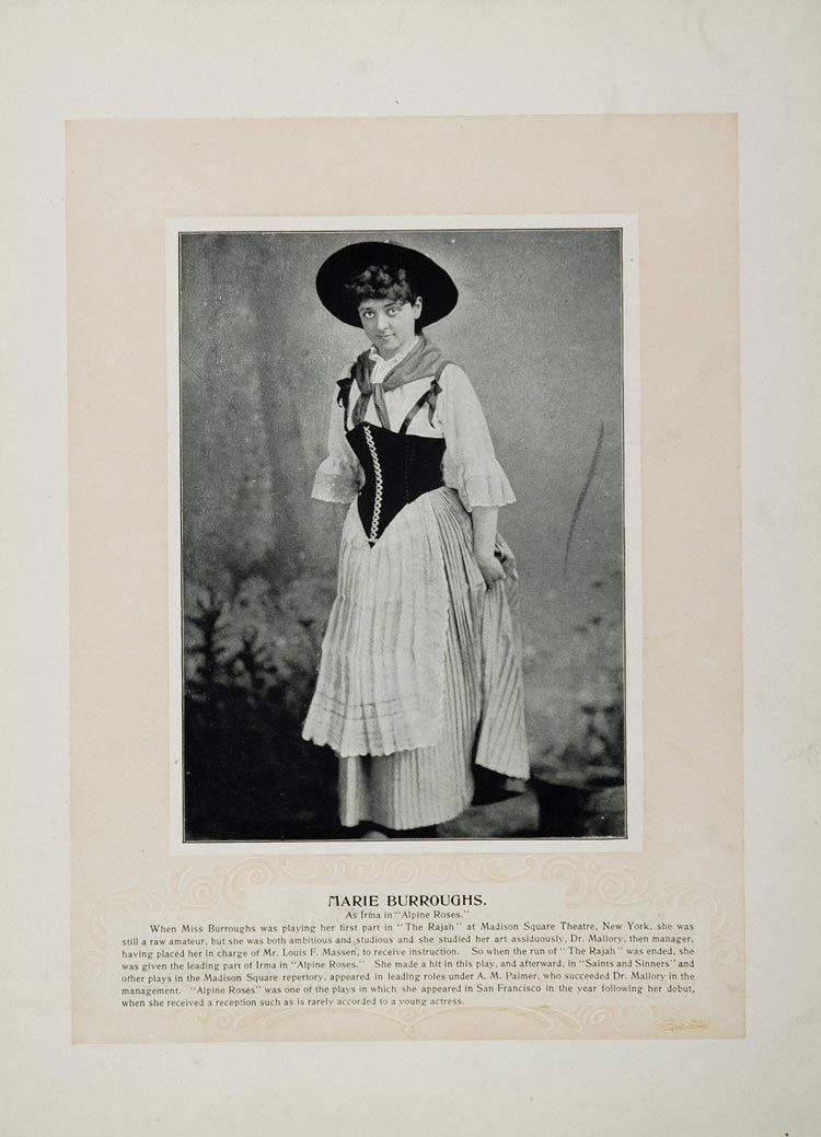 1894 Theater Actors Marie Burroughs Wilson Barrett - ORIGINAL STAGE2