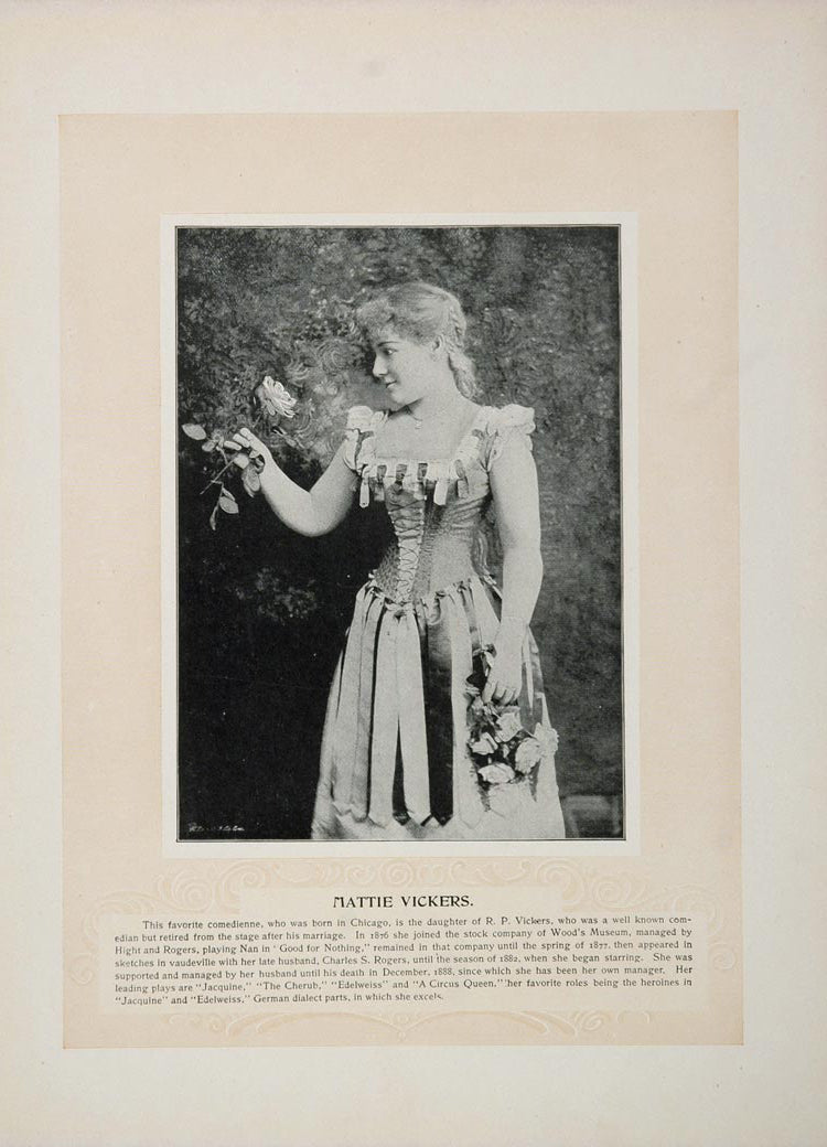 1894 Theater Stage Actors Eben Plympton Mattie Vickers - ORIGINAL STAGE2
