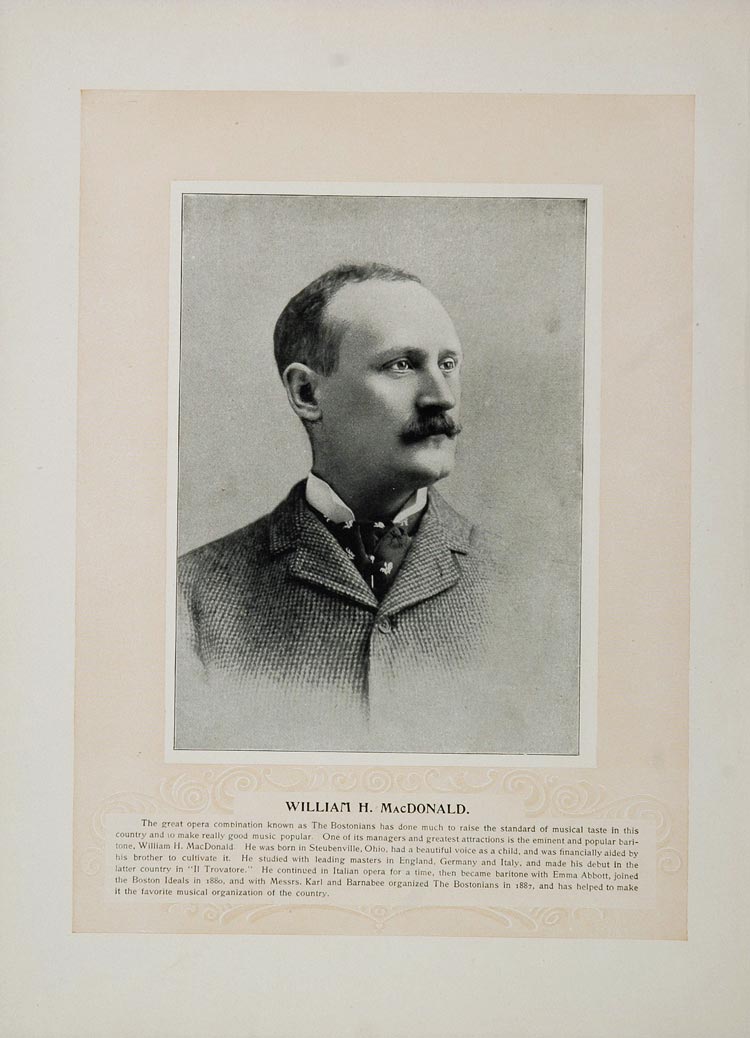 1894 Opera William H. MacDonald Theater Actor Burroughs - ORIGINAL STAGE2