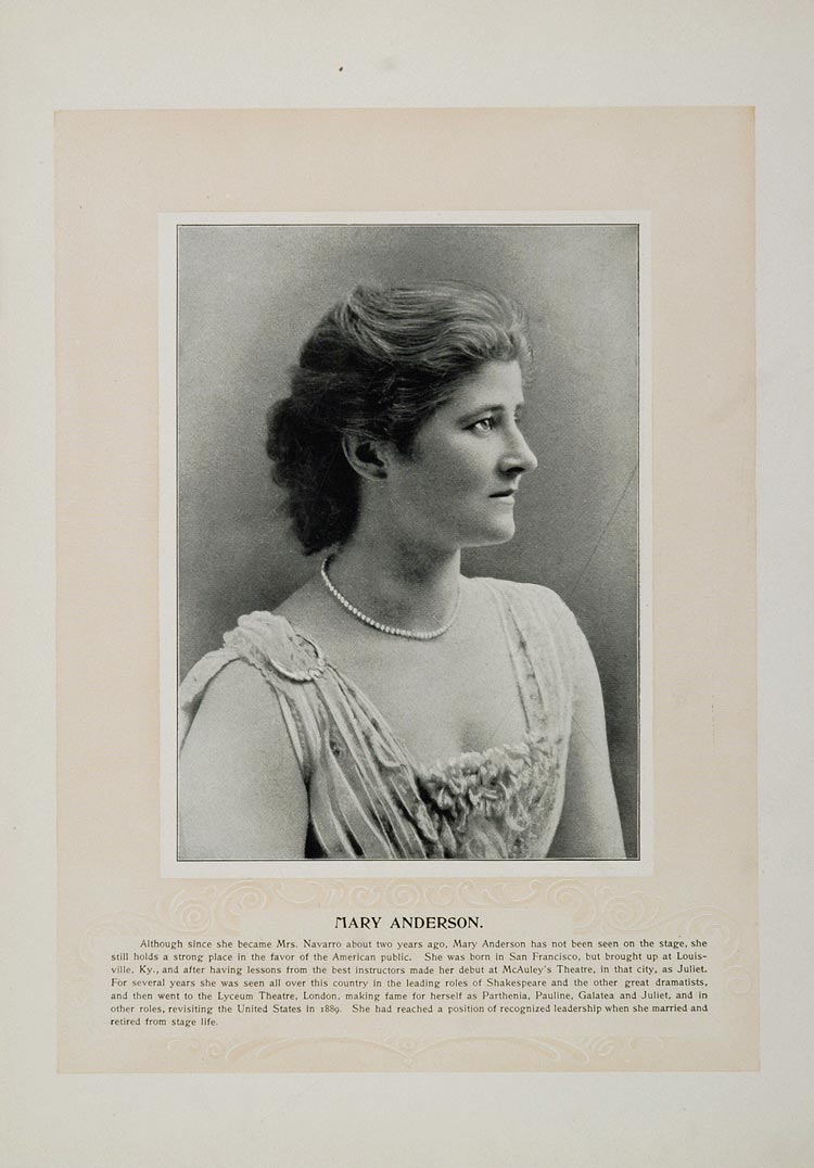 1894 Theater Stage Actors Mary Anderson Stuart Robson - ORIGINAL STAGE2