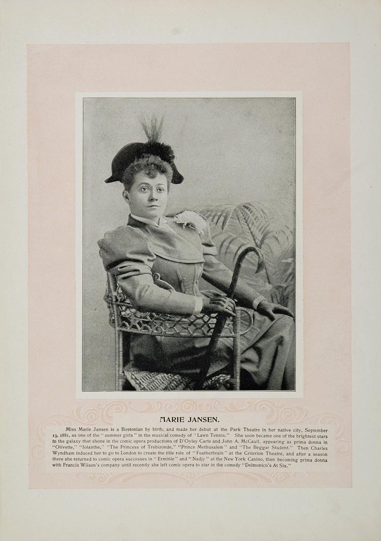 1894 Opera Actor Marie Jansen Nelson Wheatcroft Theater - ORIGINAL STAGE2