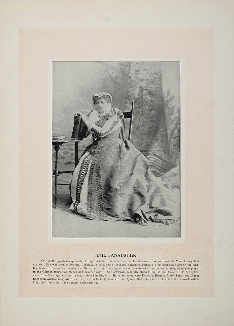 1894 Theater Stage Actor Fanny Janaushek William Morris - ORIGINAL STAGE2