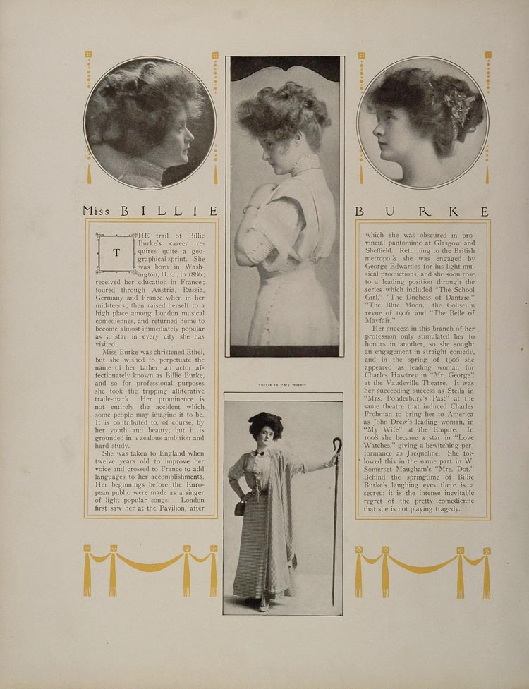 ORIG 1910 Print Billie Burke Will Bradley Wizard Of Oz - ORIGINAL STAGE3
