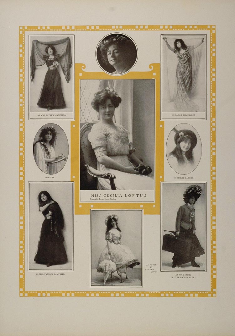 Original 1910 Print Cecilia Cissie Loftus Will Bradley - ORIGINAL STAGE3