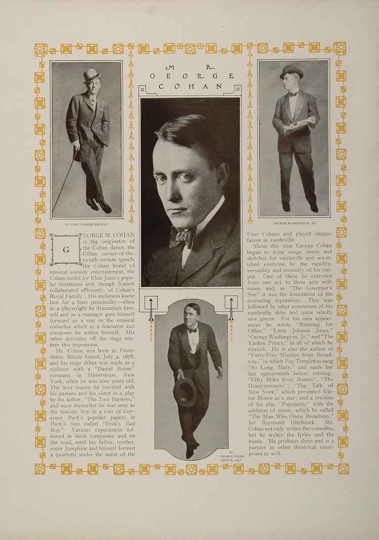 ORIG 1910 George M Cohan Print Will Bradley Broadway - ORIGINAL STAGE3