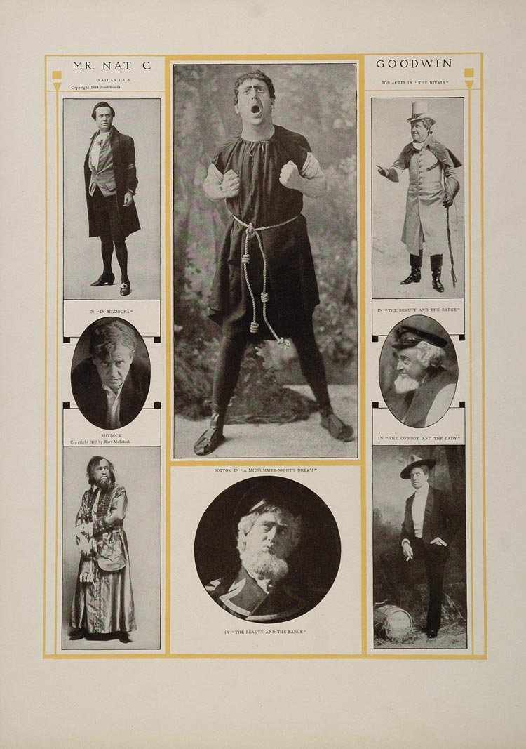 1910 Nat C. Goodwin Stage Actor William H Bradley Print - ORIGINAL STAGE3