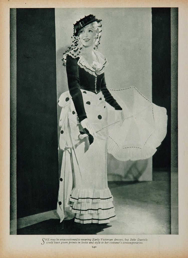 1933 Bebe Daniels Movie Actress Victorian Costume Print ORIGINAL HISTORIC STAGE4