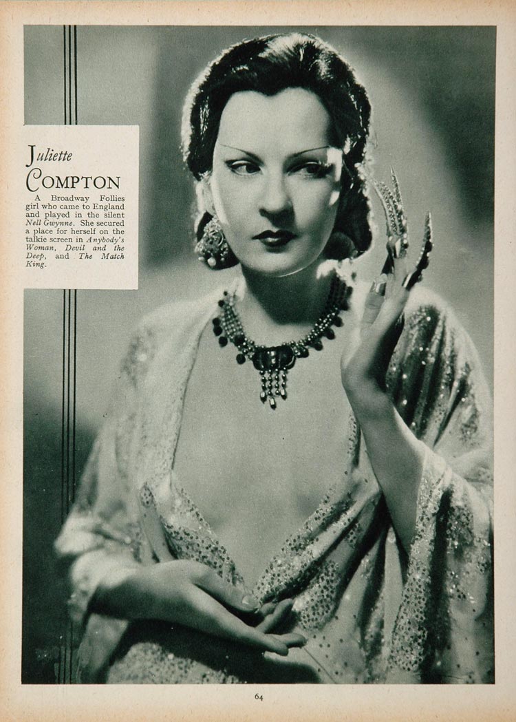 1933 Juliette Compton Movie Film Actress Portrait Print ORIGINAL HISTORIC STAGE4