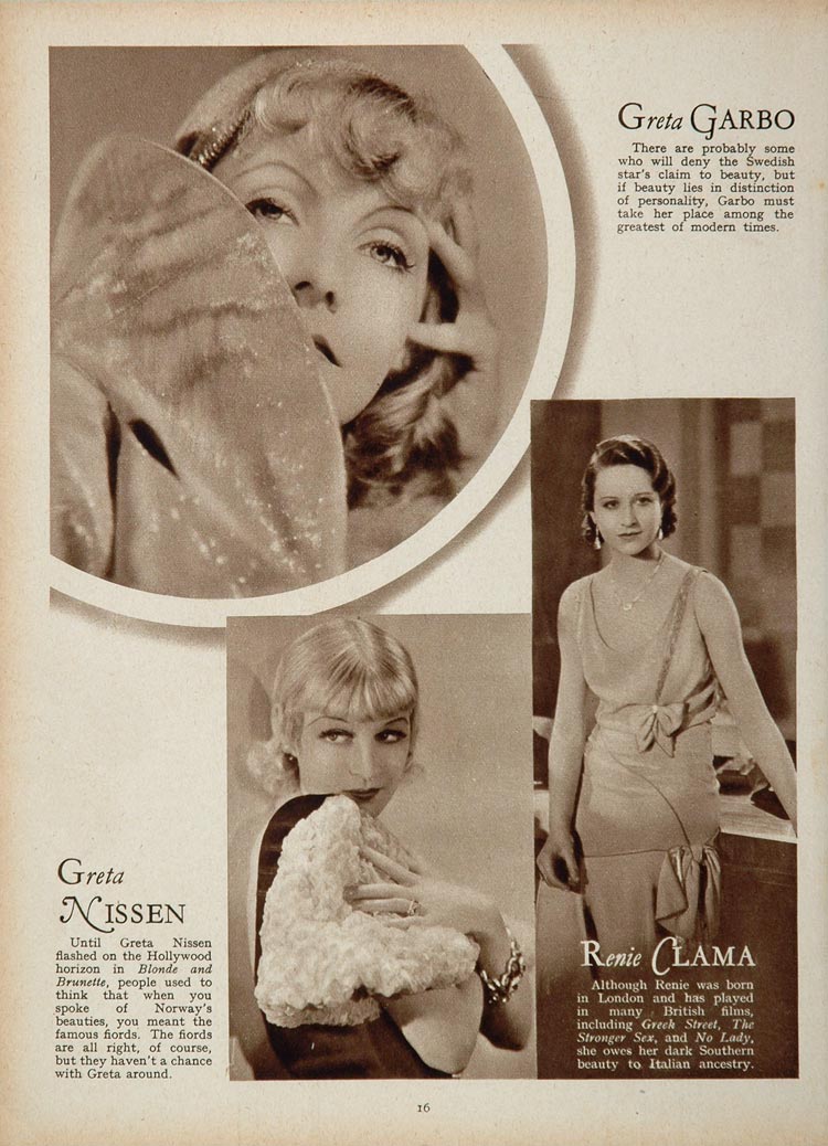 1933 Greta Garbo Greta Nissen Renie Clama Actress Print ORIGINAL HISTORIC STAGE4