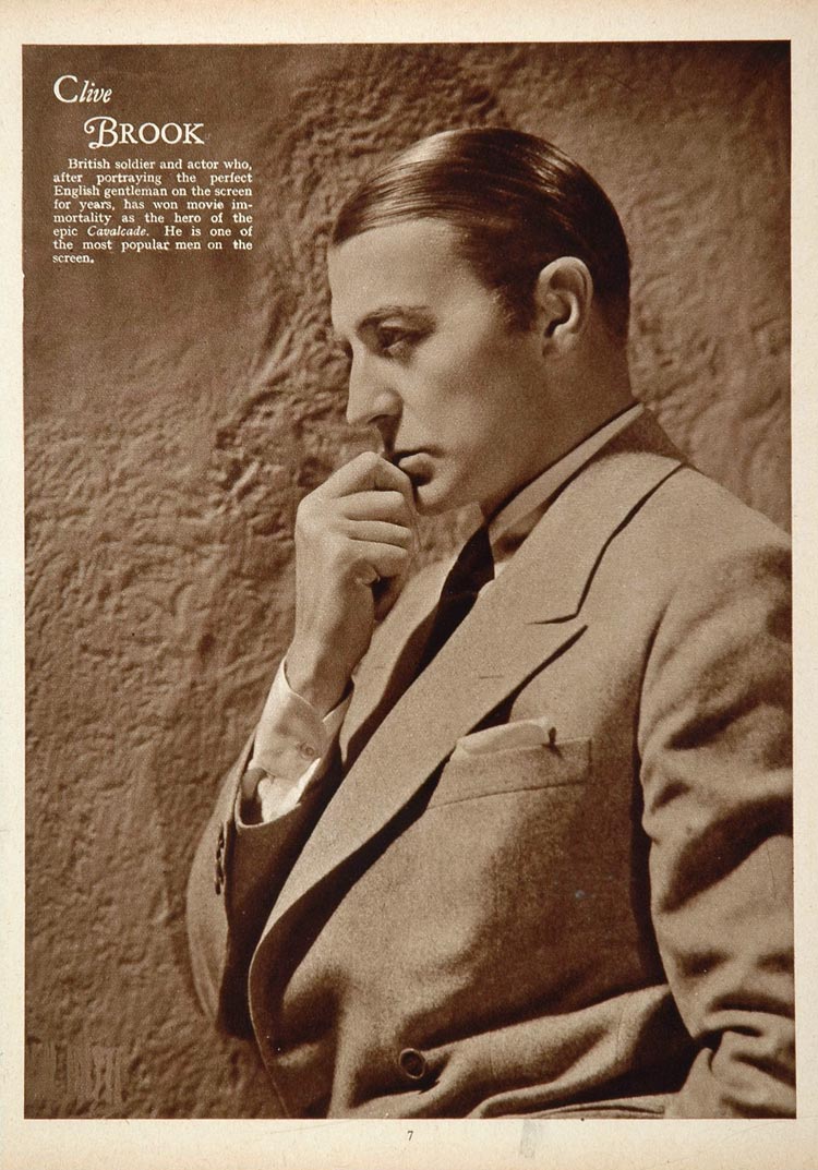 1933 Clive Brook British Movie Actor Film Portrait - ORIGINAL HISTORIC STAGE4
