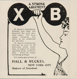 1907 Ad Woman Dumbbell Weight X Bazin Depilatory Powder - ORIGINAL STEPS
