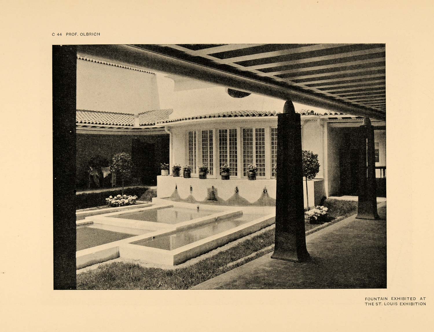 1906 Olbrich Water Fountain Architecture Design Print ORIGINAL HISTORIC STU1