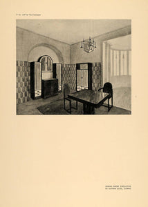 1906 Otto Prutscher Art Nouveau Dining Room Table Print ORIGINAL HISTORIC STU1
